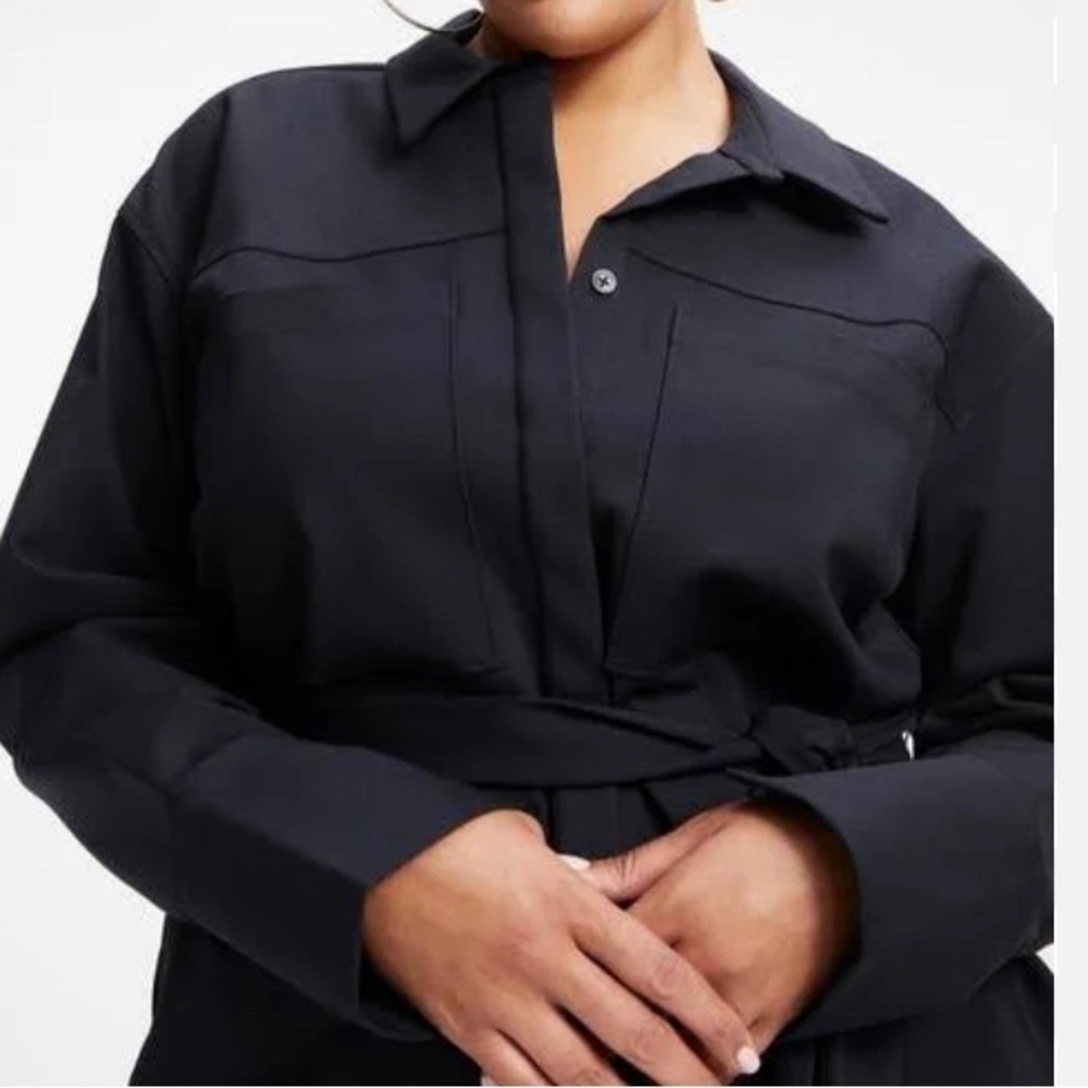 GOOD AMERICAN POPLIN SHIRT PLUS DRESS BLACK SIZE 7 NEW - Picture 4 of 9